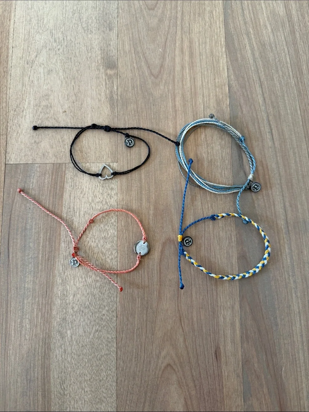 Pure Vida Colorful Kids Friendship Bracelet Set - Blue, Black, Coral, Light Blue